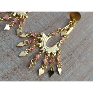 Gold Chandelier Dangle Earrings Pink